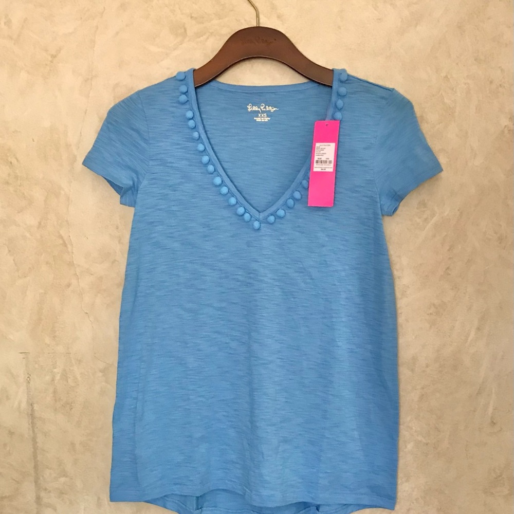 NWT Lilly Pulitzer Etta Top with Pom Poms